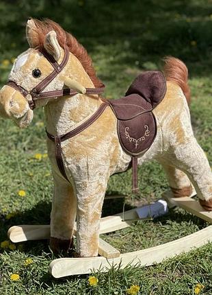 Конячка гойдалка музична, коричнева велика