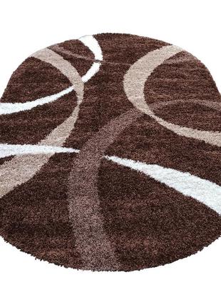 Килим із довгим ворсом 2,0x3,0 м  super lux shaggy dark brown 6365a овальний