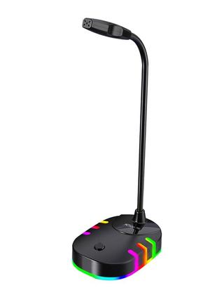 Настольный микрофон xtrike me usb всенаправленный с rgb подсветкой black (xmc-02)