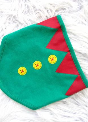 Слюнявчик шарф  на кнопке santa's little helper новый год