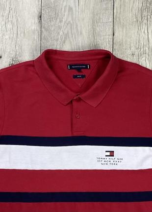 Tommy hilfiger slim fit поло футболка xl размер красная оригинал3 фото