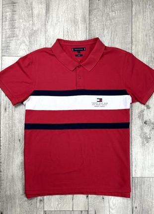 Tommy hilfiger slim fit поло футболка xl размер красная оригинал1 фото