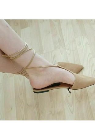 Замшевые мюли сандали на веревках zara