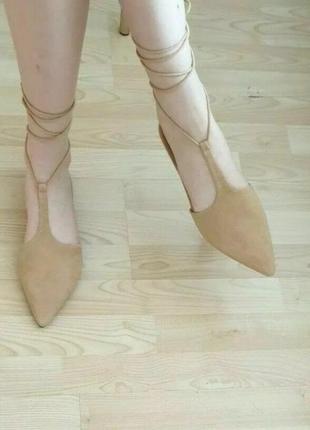 Замшевые мюли сандали на веревках zara