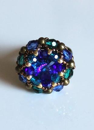 Кільце з камінням та бісером