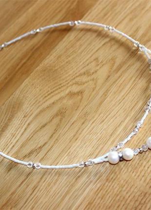 Свадебное украшение, жемчужное ожерелье, натуральный жемчуг акойя