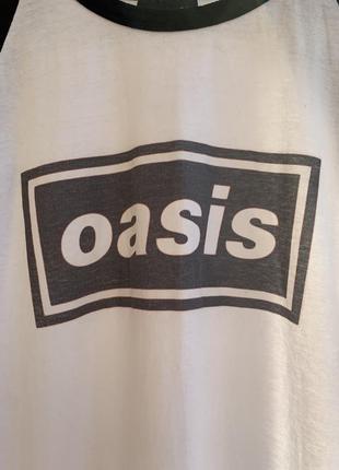 Вінтажна футболка реглан джерсі oasis мерч бутлег вінтаж 2000х брит поп рок britpop rock blur pulp m l6 фото