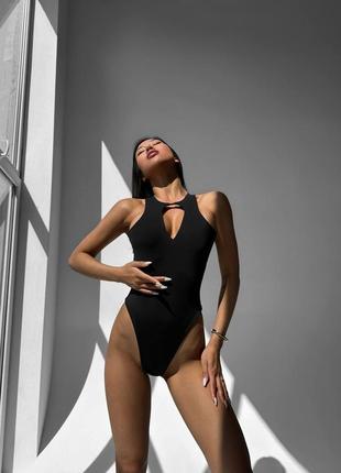 Купальник elegance стильный слитный купальник черный купальник купальник с стильным вырезом3 фото