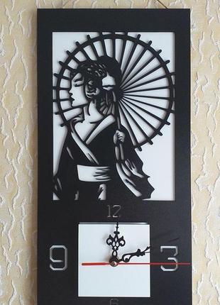 Годинник - панно (200мм х 400мм). тема " японія ". " гейша "1 фото