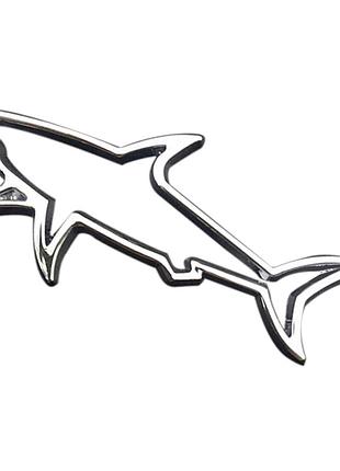Наклейка-эмблема 3d «акула» для автомобиля, хромированный метал.