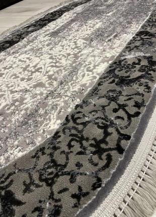 Килим овальний 1.5x2.3 м alaska з комбінованим ворсом і термоусадкою gray 03977a