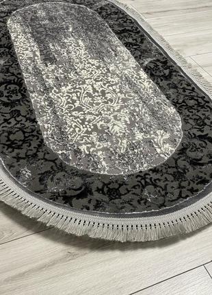 Килим овальний 1.5x2.3 м alaska з комбінованим ворсом і термоусадкою gray 03977a