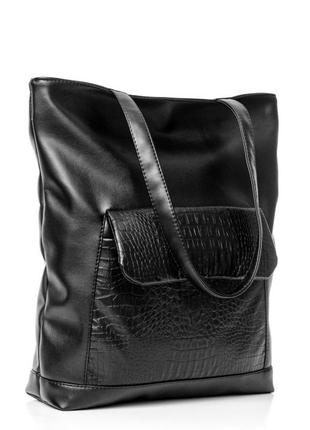 Женская сумка-шоппер 41х30х10 см sambag черный (2000001962237)10 фото
