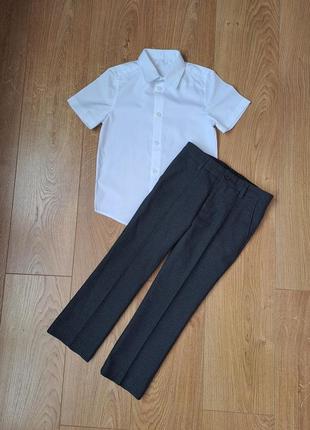 Нарядный набор для мальчика/костюм/брюки для мальчика/белая рубашка с коротким рукавом для мальчика