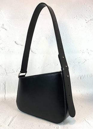 Элегантная кожическая женская сумка кросс боди, черная матовая1 фото