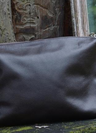 Яркая повседневная кожаная сумка "соль" (коричневый)7 фото