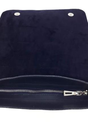 Класична чоловіча сумка з клапаном "шафран" (синя)9 фото