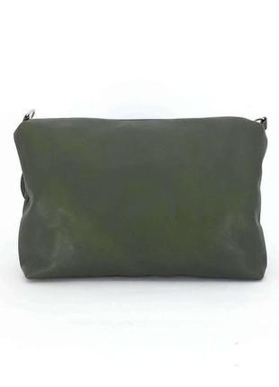Повседневная кожаная сумка "соль" (темно-зеленый)3 фото