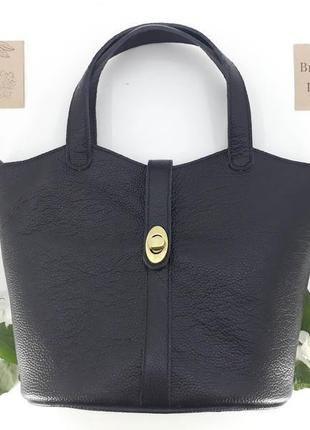 Класична сумка з натуральної шкіри "жасмин" (чорний)2 фото