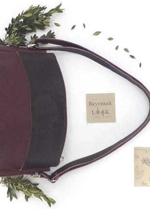 Женская сумка из натуральной кожи "можжевельник" (бордо)2 фото