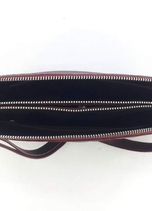 Женская сумка из натуральной кожи "можжевельник" (бордо)7 фото