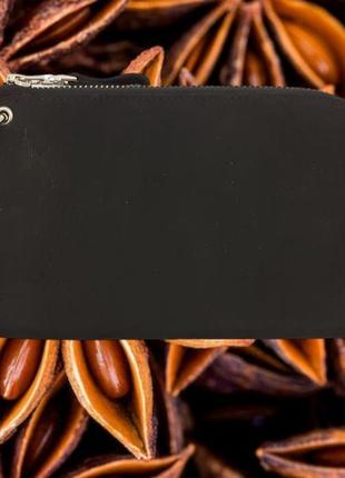 Кожаный мужской клатч-барсетка "анис" (черный матовый)1 фото