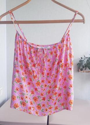 Новый короткий топ майка с цветочным принтом