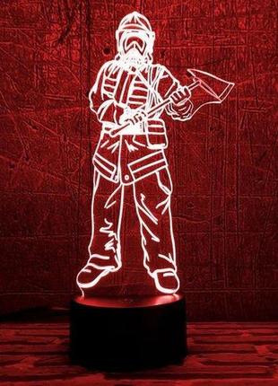 Нічник-світильник 3d "пожежник 3" 27х13 см 3dtoyslamp (2000002621065)