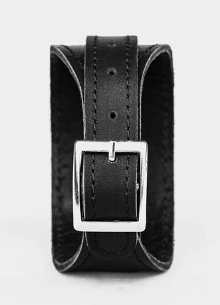 Гипоаллергенный широкий прошитый кожаный браслет, код 8020ст2 фото