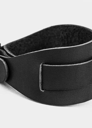Гипоаллергенный - черный широкий кожаный браслет, код 80206 фото