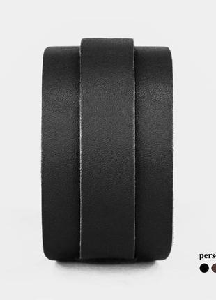 Гипоаллергенный - черный широкий кожаный браслет, код 80202 фото