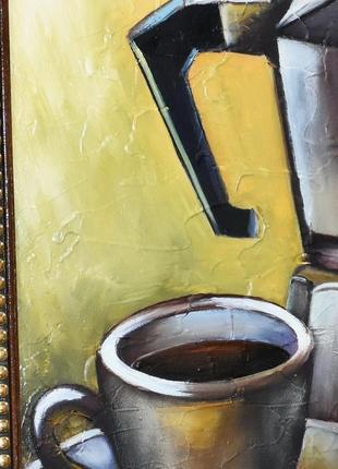 Кава з перчинкою,структурна живопис, розмір 40х40см6 фото