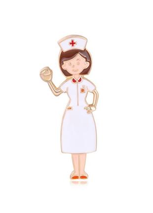 Брошь медицинская «медсестра в халате».1 фото