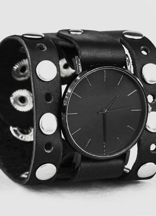 Шкіряний ремінець для годинника з заклепками, код 56252 фото