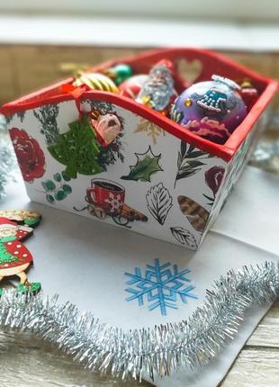 Новогодний короб ваза для сладостей, декора или упаковки подарков4 фото