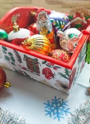 Новогодний короб ваза для сладостей, декора или упаковки подарков2 фото