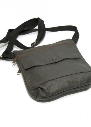 Кожаная сумка на плечо 20х22 см gofin темно-серый (2000001409824)