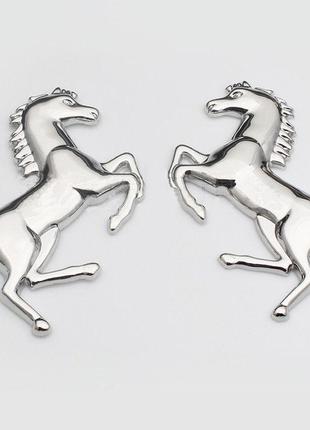 Наклейка-эмблема 3d «конь феррари» для автомобиля, хромированный метал.