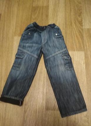 Джинсы на флисе, штаны, идеал, 4-6 лет