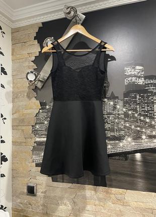Платье черное нарядное с кружевом h&m1 фото