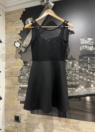 Платье черное нарядное с кружевом h&m2 фото