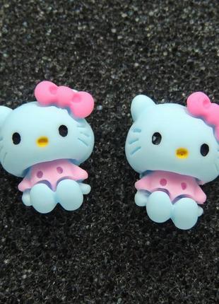 Кліпси сережки дитячі для вух без пробивання вуха liresmina jewelry сережки hello kitty хеллоу кітті з малиновим