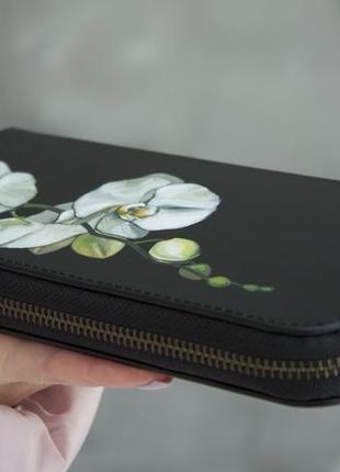 Великий шкіряний гаманець з квітами.3 фото