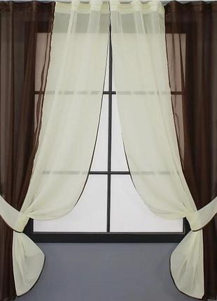 Фіранка на кухню (265х170см). колір венге з бежевим