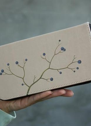 Жіночий шкіряний гаманець з синичкою.3 фото