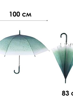 Зонт женский rst rst940 капли дождя dark green трость 20шт4 фото