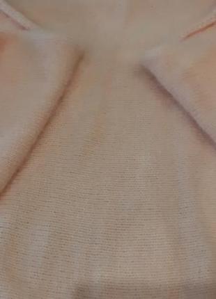 Пухнаста косинка бактус з ангори, в'язаний трикутний хустку, теплий шарф1 фото