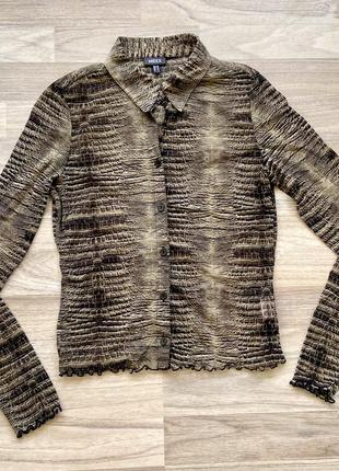 Винтажная рубашка-сетка в змеиный принт mexx vintage