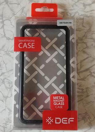 Чохол def xiaomi redmi 6a metal magnet glass case black