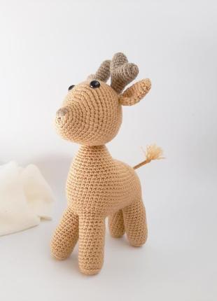 В'язаний олень, дитяча іграшка оленятко, коричневий олень амігурумі1 фото